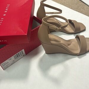Barely worn Kelly and Kate wedges taupe size 7.5 with 3 inch heel